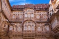 Exterior of palace in famous Mehrangarh Fort in Jodhpur, Rajasthan state, India