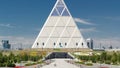 Exterior of the Palace of Peace and Reconciliation building timelapse in Astana, Kazakhstan.