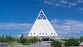 Exterior of the Palace of Peace and Reconciliation building timelapse hyperlapse in Astana, Kazakhstan.