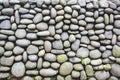 Exterior Pebble Stone Wall with Weed and Moss Grow On it. Texture Background. Royalty Free Stock Photo