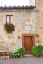 Exterior of residential house in Pienza, Tuscany, Italy Royalty Free Stock Photo