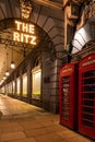 Exterior of the Ritz Hotel at night