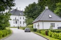 The exterior of the Royal Marselisborg Palace, People visit the garden around the castle