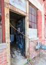 Exterior of ruined abandoned building in Detroit