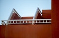 Exterior staircase details, white railings, architectural detail Royalty Free Stock Photo