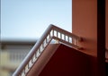 Exterior staircase details, white railings, architectural detail Royalty Free Stock Photo