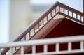 Exterior staircase details, white railings, architectural detail Royalty Free Stock Photo