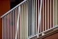 Exterior staircase details, white railings, architectural detail Royalty Free Stock Photo