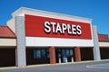 Exterior of Staples Office Superstore Retail Location. Staples is a chain with more than 2000 locations that sells office supplies Royalty Free Stock Photo