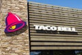 Exterior store front logo of Taco Bell American fast food chain restaurant, OCALA, FLORIDA USA, OCTOBER 14, 2023 Mexican inspired