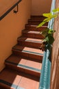 Exterior stucco wall and tile stairway Royalty Free Stock Photo