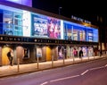 The Theatre Royal in the city of Norwich illuminated at night