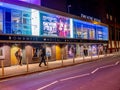 The Theatre Royal in the city of Norwich illuminated at night