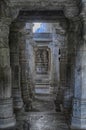 Exterior towers and columns of  Chaturmukha Dharana Vihara   Jain temple Royalty Free Stock Photo