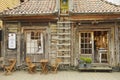 Exterior of the traditional wooden building in Bergen, Norway. Royalty Free Stock Photo