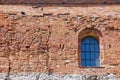 Exterior of the Trakai castle old brick wall with a window in Trakai, Lithuania. Royalty Free Stock Photo