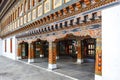 Exterior of Trashi Chhoe Dzong monastery in Thimphu, Bhutan