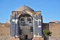 The grand or main entrance Ivan of Blue Mosque and its dome , Tabriz, Iran Royalty Free Stock Photo