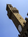 FLORENCE, ITALY - AUGUST 04, 2015: Exterior view of the clock tower of the Palazzo Vecchio Royalty Free Stock Photo