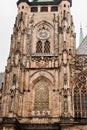 Exterior view clock tower of St. Vitus Cathedral, Prague, Czech Republic Royalty Free Stock Photo