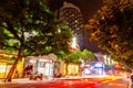 Exterior view of the Dizengoff Shopping Mall at night, Tel Aviv, Israel Royalty Free Stock Photo