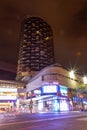 Exterior view of the Dizengoff Shopping Mall at night, Tel Aviv, Israel Royalty Free Stock Photo