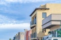 Exterior view of elegant houses in Huntington beach with blue sky background Royalty Free Stock Photo