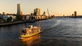 Exterior view of the Erasmus Bridge at sunset and the Maas Royalty Free Stock Photo