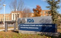 Exterior view of the headquarters of US Food and Drug Administration (FDA building and FDA sign) Royalty Free Stock Photo