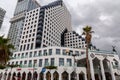 Exterior view of the Herbert Samuel Opera building, today used as a luxury hotel on the promenade of Tel Aviv beach, Israel Royalty Free Stock Photo