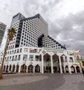 Exterior view of the Herbert Samuel Opera building, today used as a luxury hotel on the promenade of Tel Aviv beach, Israel