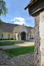 Exterior view of the historic Tithe Barn, a medieval monastic stone barn, Bradford on Avon, UK Royalty Free Stock Photo