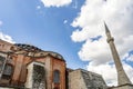 Exterior view from historical hagia sophia museum in istanbul in summer season.