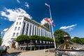 Exterior view of the Hotel Harbour (German: Hotel Hafen) at the