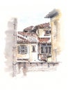 Exterior view house illustration in italian style