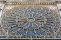 Exterior view of the huge rose window of Notre-Dame de Paris cathedral in Paris Royalty Free Stock Photo