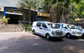 Exterior view of Kings cross police station and police cars in the front in Sydney Australia