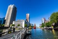 Exterior view of the Leuvehaven ship harbor in the city center o