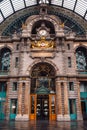 Exterior view of the main train station in Antwerp, Belgium. Royalty Free Stock Photo