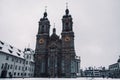 Exterior view of the majestic St Gallen abbey in winter, Switzerland