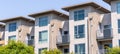 Exterior view of modern apartment building offering luxury rental units in Silicon Valley; Santa Clara, San Francisco bay area, Royalty Free Stock Photo