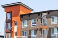 Exterior view of modern apartment building offering luxury rental units; Sunnyvale, San Francisco bay area, California Royalty Free Stock Photo