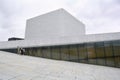 Oslo, Norway, September 2022: Exterior view of the modern Oslo Opera House building, with people walking on the roof. Royalty Free Stock Photo