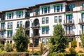 Exterior view of multifamily residential building; Santa Clara, San Francisco bay area, California