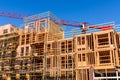 Exterior view of multifamily residential building under construction in Palo Alto; the entire Silicon Valley and San Francisco Bay