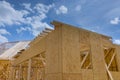 Exterior view of a new house under construction framing Royalty Free Stock Photo