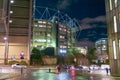 Exterior view of the Newcastle United football stadium St James' Park, ahead of a night soccer match Royalty Free Stock Photo