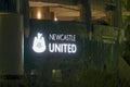 Exterior view of the Newcastle United football stadium St James' Park, ahead of a night soccer match Royalty Free Stock Photo