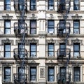 Exterior view of old apartment buildings in the Lower East Side of New York City Royalty Free Stock Photo