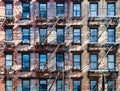 Exterior view of old brick apartment buildings in the Upper East Side neighborhood of New York City Royalty Free Stock Photo